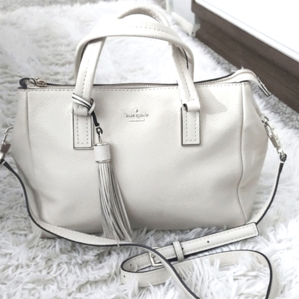 Kate Spade New York White/Cream Alena Medium Satchel Crossbody Bag